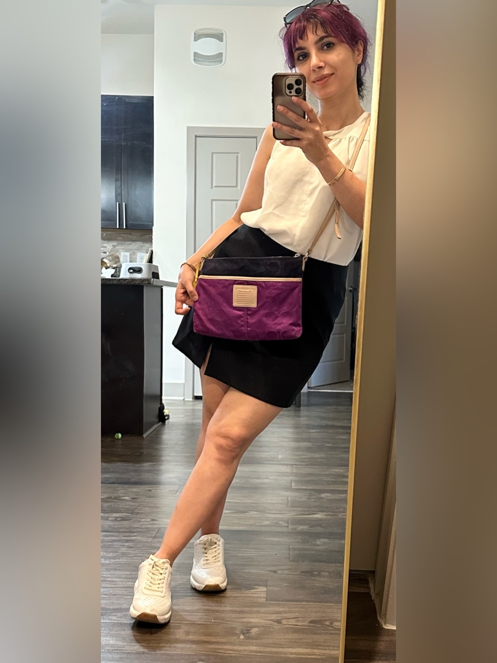 Coach Purple and Navy Signature Crossbody with Yellow Accent ๐๐ - Picture 10 of 10